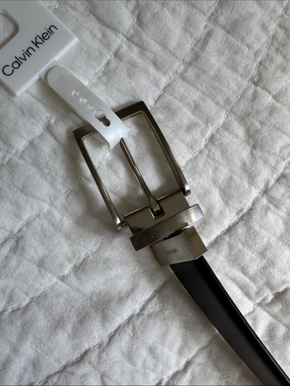 Calvin Klein Reversible Black & Mahogany Leather Men's Belt with Silver Buckle